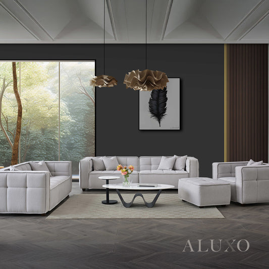 ALUXO® Murray 4-Seater Sofa & Chair Set – Putty Bouclé Fabric