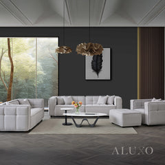 ALUXO® Murray 4-Seater Sofa & Chair – Putty Bouclé Fabric