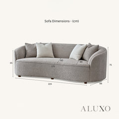 ALUXO® Nolita 3 Seater Bouclé Sofa with Swivel Chair - Latte / Koala