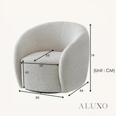 ALUXO® Nolita 3 Seater Bouclé Sofa with Swivel Chair - Latte / Koala