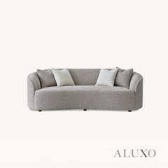 ALUXO® Nolita 3 Seater Bouclé Sofa with Swivel Chair - Latte / Koala
