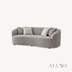 ALUXO® Nolita 3 Seater Bouclé Sofa with Swivel Chair - Latte / Koala