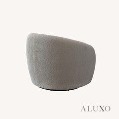 ALUXO® Nolita 3 Seater Bouclé Sofa with Swivel Chair - Latte / Koala