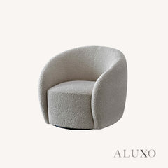 ALUXO® Nolita 3 Seater Bouclé Sofa with Swivel Chair - Latte / Koala