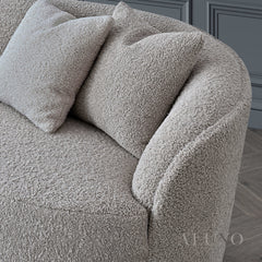 ALUXO® Nolita 3 Seater Bouclé Sofa with Swivel Chair - Latte / Koala