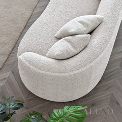 ALUXO® Nolita 3 Seater Bouclé Sofa with Swivel Chair - Latte / Koala