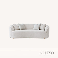 ALUXO® Nolita 3 Seater Bouclé Sofa with Swivel Chair - Latte / Koala