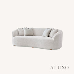 ALUXO® Nolita 3 Seater Bouclé Sofa with Swivel Chair - Latte / Koala