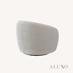 ALUXO® Nolita 3 Seater Bouclé Sofa with Swivel Chair - Latte / Koala
