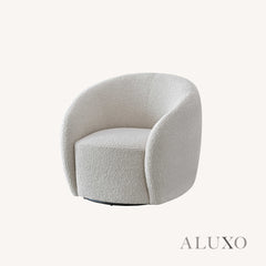 ALUXO® Nolita 3 Seater Bouclé Sofa with Swivel Chair - Latte / Koala
