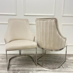 Loki 1.6m Rectangular Chrome Dining Set ā White Sintered Stone Table with 4 Olivia Velvet Chairs