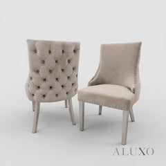 Ivar 1.8m Light Pine Wood Dining Table with 4/6 Oskar Beige Velvet Chairs