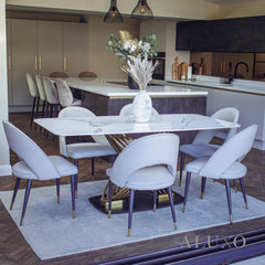 Ostuni 180cm Slimline Oval-Rectangular Dining Table – Polar White Sintered Stone Top