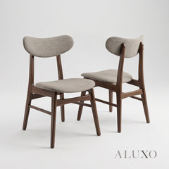 ALUXO® Sherwood 1.5m Walnut Dining Set – Tapered Leg Table with 4/6 Oxford Oatmeal Bouclé Chairs