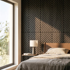 Panelux™ Lite Herringbone Acoustic Wall Panels - 120x30cm (Set of 4) | Self Adhesive, 5 Colours