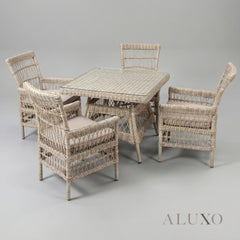 Porto Scandi-Coastal 4-Seater Garden Dining Set | Glass Top Table