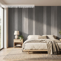 Panelux™ Pro Wide Random Rhythmic Slat Grey Oak Wall Panels - 240cm x 30cm (Set Of 2)