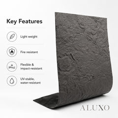 Outdoor Grey Riven MCM Flexible Stone | 120x60cm Weather-Proof Exterior Panel (Set of 4)