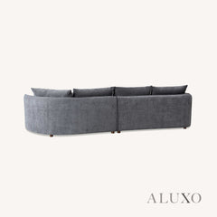 ALUXO® Rubin Right Hand Corner Chaise Sofa in Charcoal Grey Bouclé Fabric
