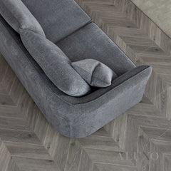 ALUXO® Rubin Right Hand Corner Chaise Sofa in Charcoal Grey Bouclé Fabric