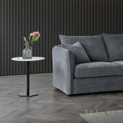 ALUXO® Rubin Right Hand Corner Chaise Sofa in Charcoal Grey Bouclé Fabric