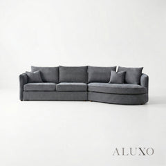 ALUXO® Rubin Right Hand Facing (RHF) Corner Sofa – Charcoal Grey Bouclé