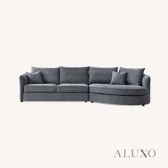ALUXO® Rubin Right Hand Corner Chaise Sofa in Charcoal Grey Bouclé Fabric