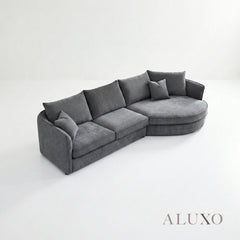 ALUXO® Rubin Right Hand Facing (RHF) Corner Sofa – Charcoal Grey Bouclé