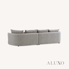 ALUXO® Rubin Right Hand Corner Chaise Sofa in Pebble Bouclé Fabric