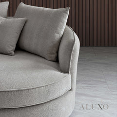 ALUXO® Rubin Right Hand Corner Chaise Sofa in Pebble Bouclé Fabric