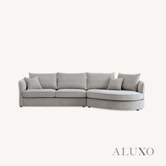 ALUXO® Rubin Right Hand Corner Chaise Sofa in Pebble Bouclé Fabric