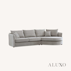 ALUXO® Rubin Right Hand Corner Chaise Sofa in Pebble Bouclé Fabric