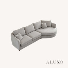 ALUXO® Rubin Right Hand Corner Chaise Sofa in Pebble Bouclé Fabric