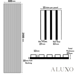 Acoustic Slatted Wall Panels 240 x 60cm - Ash Grey