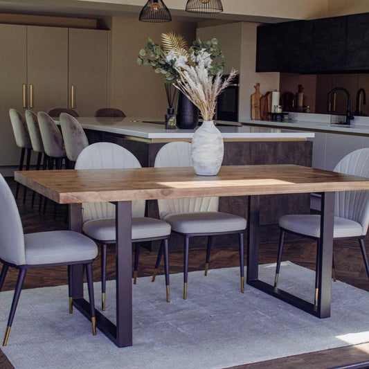 Ivar Dining Table – 180cm x 90cm Solid Pine Wood with Matte Black Legs