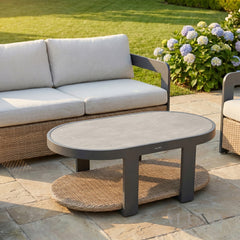 (PRE-ORDER) ALUXO® Selene 5-Seater Luxury Lounge Set – Onyx Aluminium, Woven Base & Sintered Stone Table