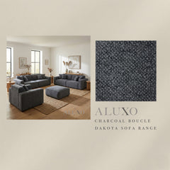 ALUXO® Dakota Fabric Swatch Sample – Charcoal Grey Bouclé