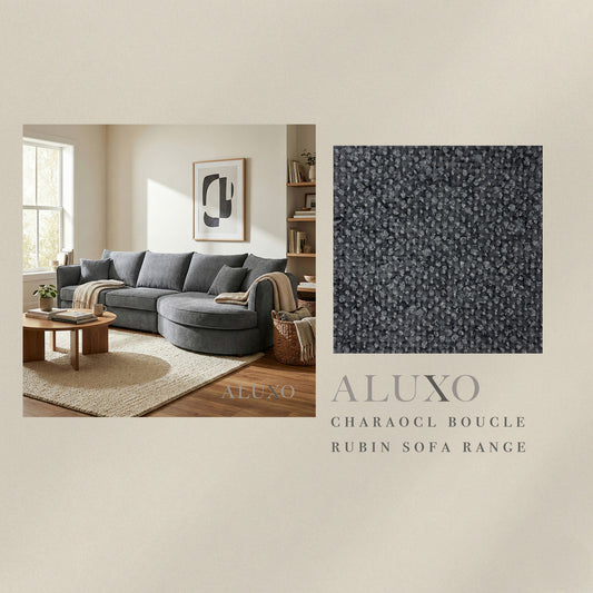 ALUXO® Rubin Fabric Swatch Sample – Charcoal Grey Bouclé