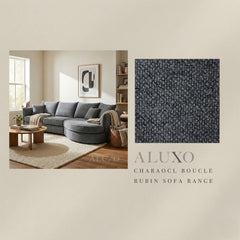 ALUXO® Rubin Fabric Swatch Sample – Charcoal Grey Bouclé