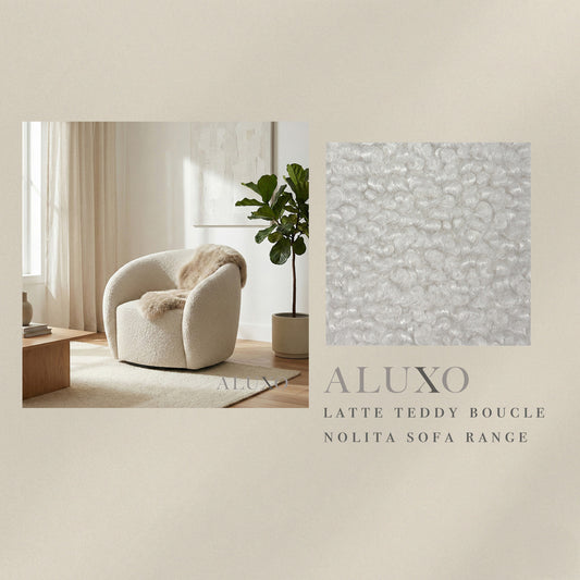 ALUXO® Nolita Fabric Swatch Sample – Latte Teddy Bouclé