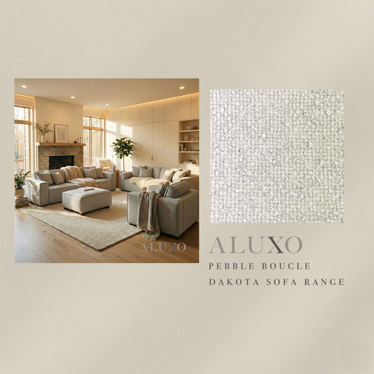 ALUXO® Dakota Fabric Swatch Sample – Pebble Grey Bouclé