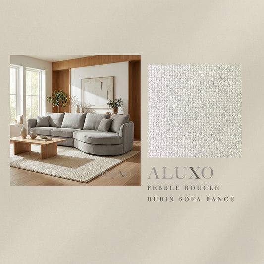 ALUXO® Rubin Fabric Swatch Sample – Pebble Grey Bouclé