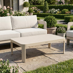 ALUXO® Sofia 5-Seater Luxury Lounge Set – Taupe Aluminium & Slat Table