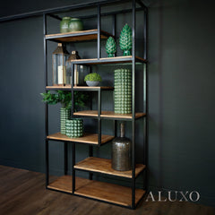 Tall Industrial Metal Shelf Unit – 6-Tier Open Display Shelving, 203cm Room Divider