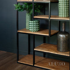 Tall Industrial Metal Shelf Unit – 6-Tier Open Display Shelving, 203cm Room Divider