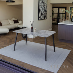 Anders 140cm Grey Sintered Stone Dining Table with Black Legs