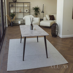 Anders 140cm Grey Sintered Stone Dining Table with Black Legs