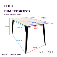 Anders 1.4m White Sintered Stone Dining Set – Table with 4/6 Bjorn Black Velvet Chairs