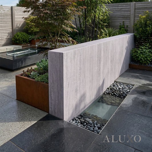 Outdoor Light Grey Travertine MCM Flexible Stone | 120x60cm Weather-Proof Exterior Panel (Set of 4)