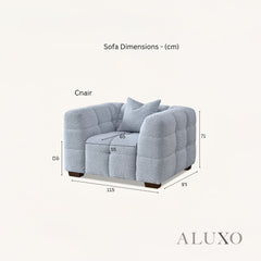 ALUXO® Tribeca Bubble Sofa Collection in Oatmeal Beige Bouclé – 3/4 Seater Sofa, Armchair & Footstool